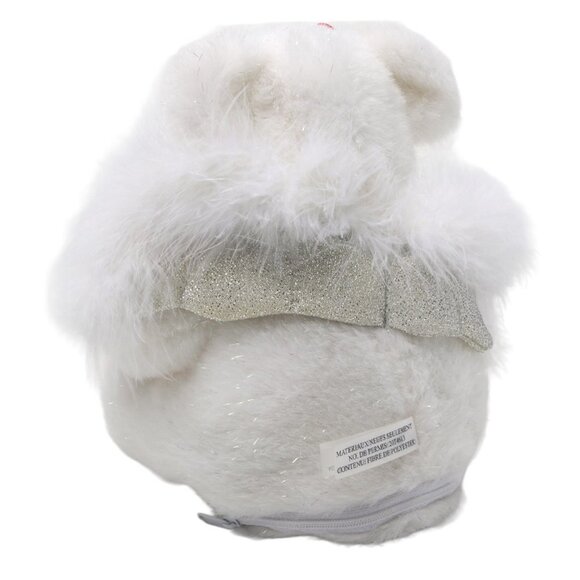 Vintage GANZ Loving Angel Bear Heart Valentines Animation Glitter Wings White - Picture 9 of 9